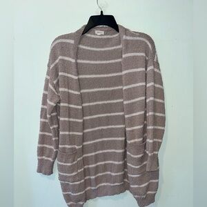 Cozy Striped Women's Sweater - Brown and Cream